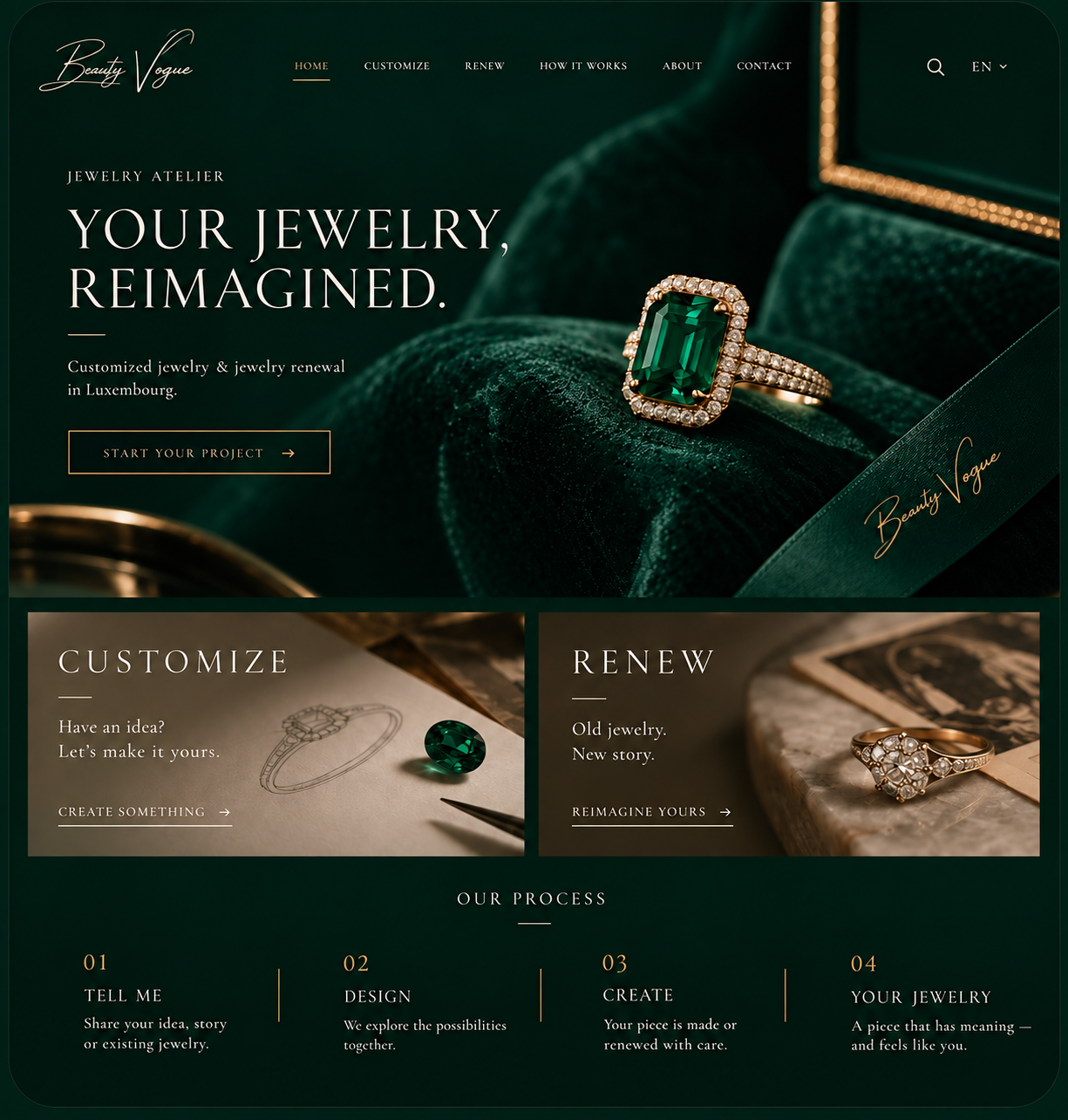 Beauty Vogue jewelry atelier homepage